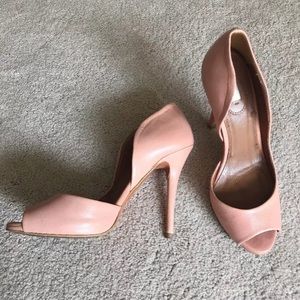 Zara 100% leather open toe heels, nude 36